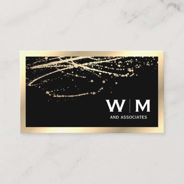 Monogramm | Führungskraft Gold mit Goldsplitter Visitenkarte (Vorderseite)