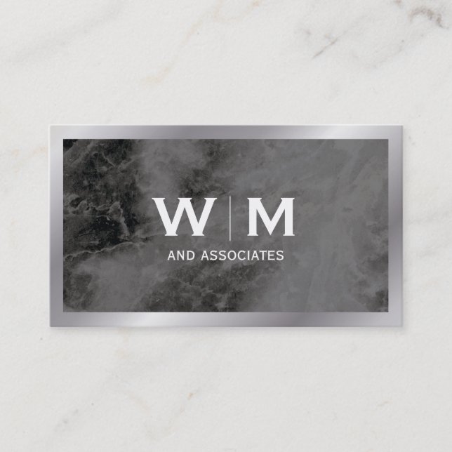 Monogramm | Führungskraft mit Marmortextur Visitenkarte (Vorderseite)