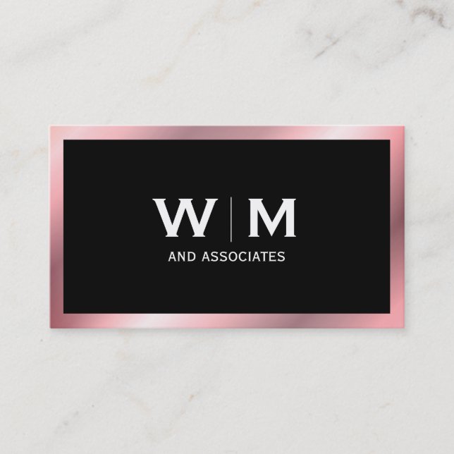 Monogramm | Führungskraft (Rose Metallic) Visitenkarte (Vorderseite)