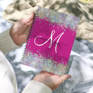 Monogramm für 2024 Hot-Rosa-Glitzer Planer
