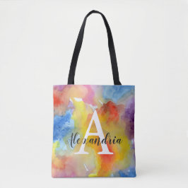 Monogramm für abstrakte Aquarellfarben Tasche