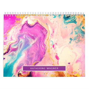 Monogramm für abstrakte Farbschräge Inspirations Kalender