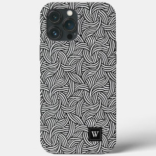 Monogramm für Abstrakte Schwarz-Weiß-Linien Case-Mate iPhone Hülle
