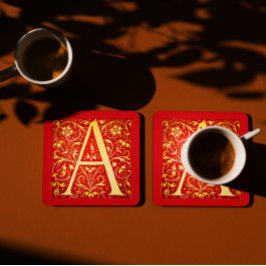 Monogramm für antike Ziergegenstände - Hauptstadt Rechteckiger Pappuntersetzer