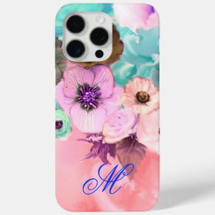 MONOGRAMM FÜR aquamarine PINKROSEN UND ANEMONEN-BL Case-Mate iPhone Hülle