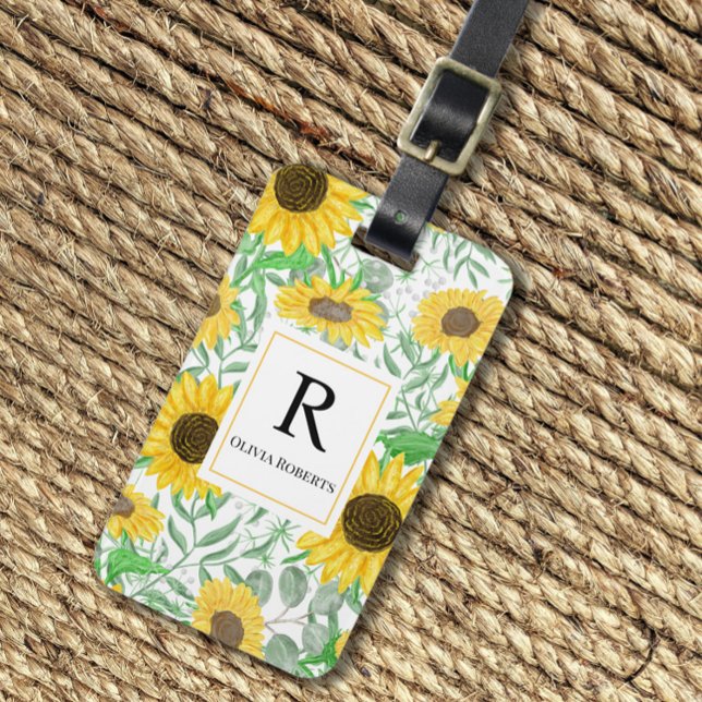 Monogramm für Aquarellblumen Gepäckanhänger (Von Creator hochgeladen)