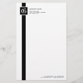 Monogramm für berufliche Schwarzweißstreifen Briefpapier