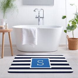 Monogramm für Blaue und Navy Stripes Badematte