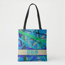 Monogramm für blaues und grünes geometrisches Must Tasche