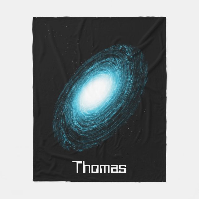 Monogramm für Blaugalaxie und Sterne Fleecedecke (Vorderseite)