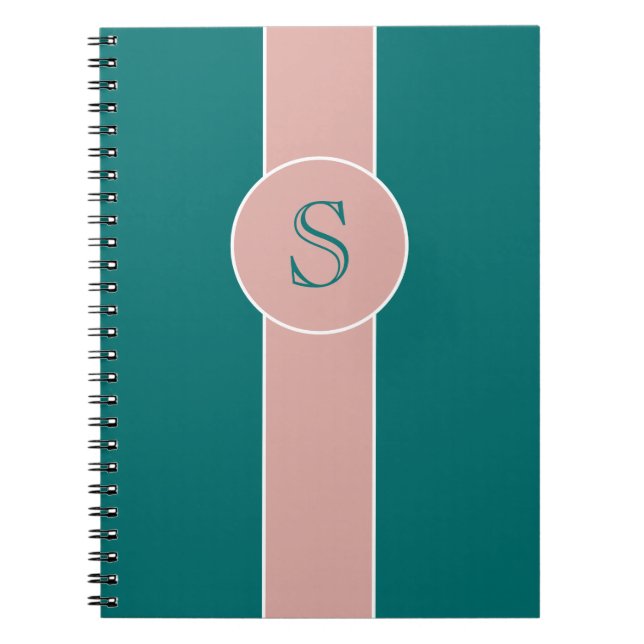 Monogramm für blaugrüne und Rose-Trending-Colors Notizblock (Vorderseite)