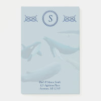 Monogramm für Blauwale mit Name und Adresse