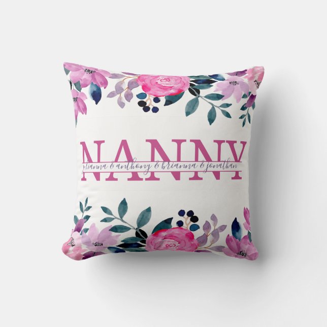 Monogramm für Blumenjungen mit Enkelnamen Kissen (Vorderseite)