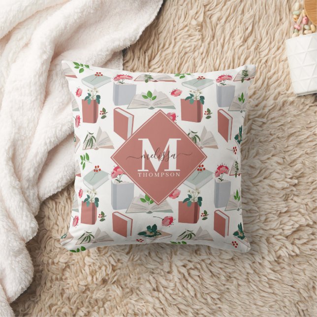 Monogramm für botanische Bücher und Bibliotheksles Kissen (Decke)