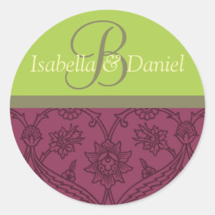 Monogramm für Bräune und Wein für Umschläge Runder Aufkleber