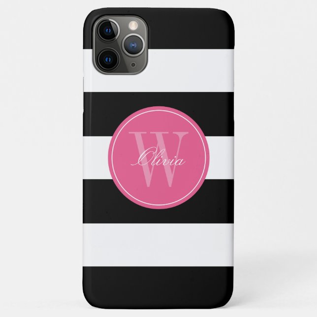 Monogramm für breite Streifen Case-Mate iPhone Hülle (Rückseite)