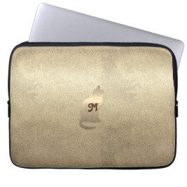 Monogramm für coole Chic Gold Cat Pet Animals Laptopschutzhülle