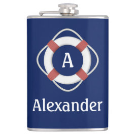 Monogramm für das blaue Nautikleben Flachmann