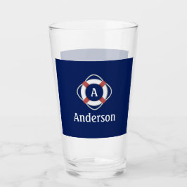 Monogramm für das blaue Nautikleben Glas