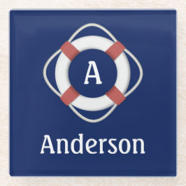Monogramm für das blaue Nautikleben Glasuntersetzer