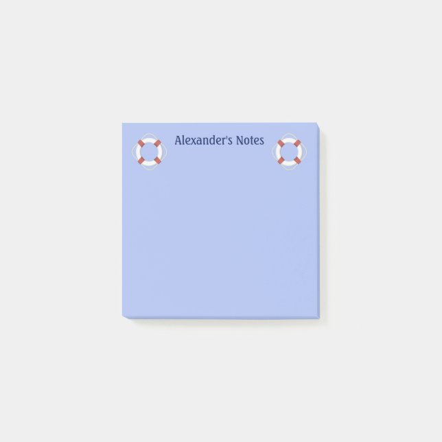 Monogramm für das blaue Nautikleben Post-it Klebezettel (Vorderseite)