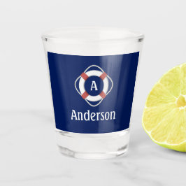 Monogramm für das blaue Nautikleben Schnapsglas