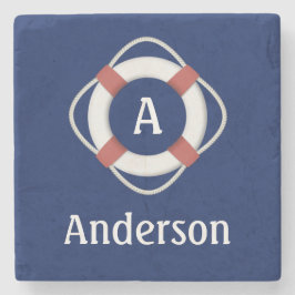 Monogramm für das blaue Nautikleben Steinuntersetzer