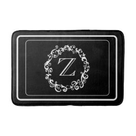 Monogramm für das Design der weißen schwarzen Gren Badematte