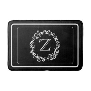 Monogramm für das Design der weißen schwarzen Gren Badematte
