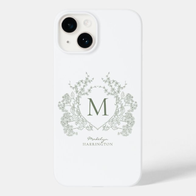 Monogramm für das klassische botanische Wappen Gre Case-Mate iPhone 14 Hülle (Rückseite)