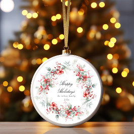 Monogramm für das klassische Holiday Berries-Foto Ornament