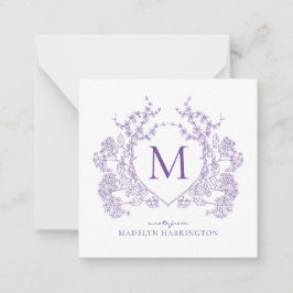 Monogramm für das klassische Violett Wappen Mitteilungskarte