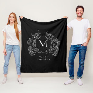Monogramm für das moderne Schwarzweiß-Wappen Fleecedecke