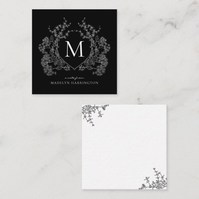 Monogramm für das moderne Schwarzweiß-Wappen Mitteilungskarte (Vorne/Hinten)