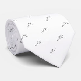 Monogramm für das Muster eines weißen, grauen Skri Krawatte
