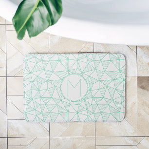 Monogramm für das Muster Minze und Weiß Modernes g Badematte