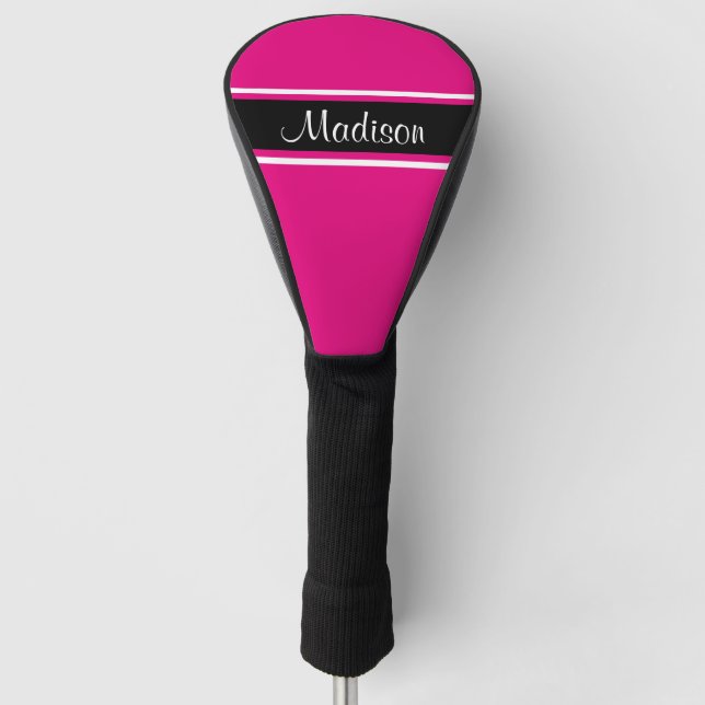 Monogramm für das schwarze Strip-Skript Golf Headcover (Vorderseite)