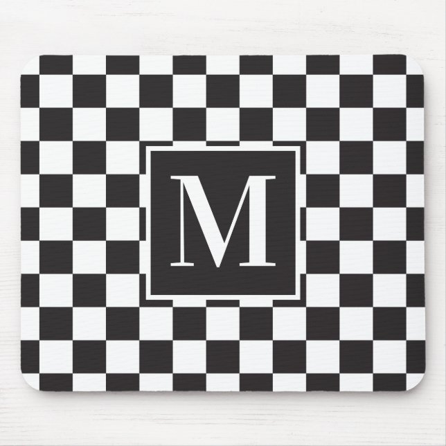 Monogramm für das Schwarzweiß-Karton-Karton Mousepad (Vorne)