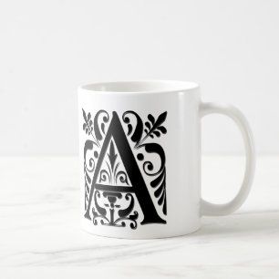 Monogramm für den Anfangsbuchstaben - Papierschnit Kaffeetasse