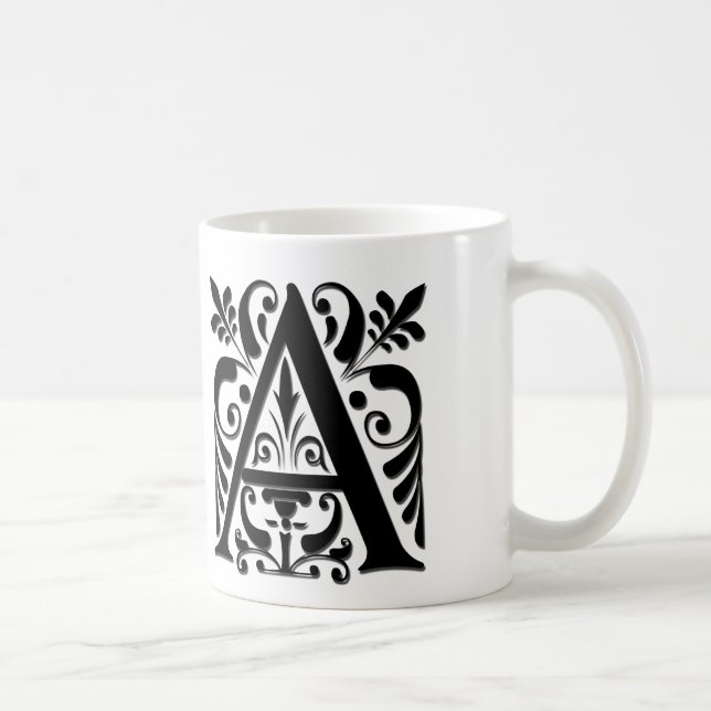 Monogramm für den Anfangsbuchstaben - Papierschnit Kaffeetasse (Rechts)