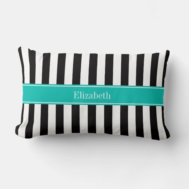 Monogramm für den Aquamarinen Bandnamen Schwarz-we Lendenkissen (Vorderseite)