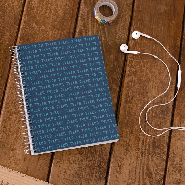 Monogramm für den blauen grünen Wiederholungsnamen Notizbuch (Von Creator hochgeladen)