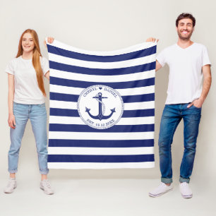 Monogramm für den blauen Streifen eines Hochzeitst Fleecedecke