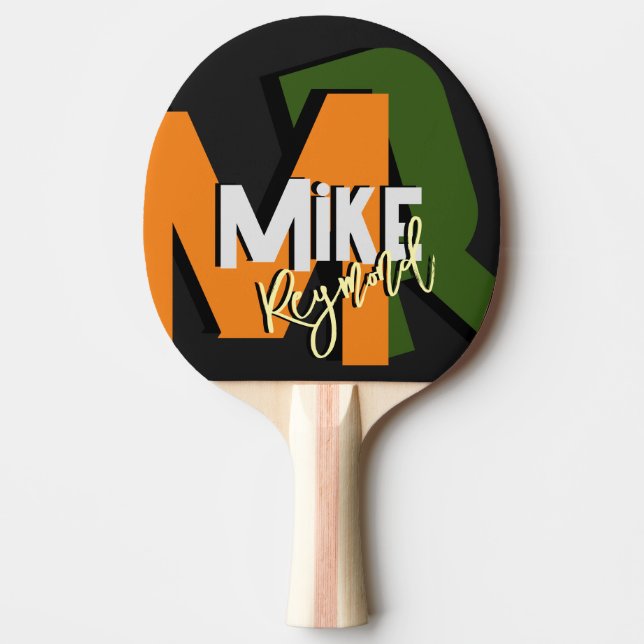Monogramm für den coolen Tischtennisspieler Tischtennis Schläger (Vorderseite)