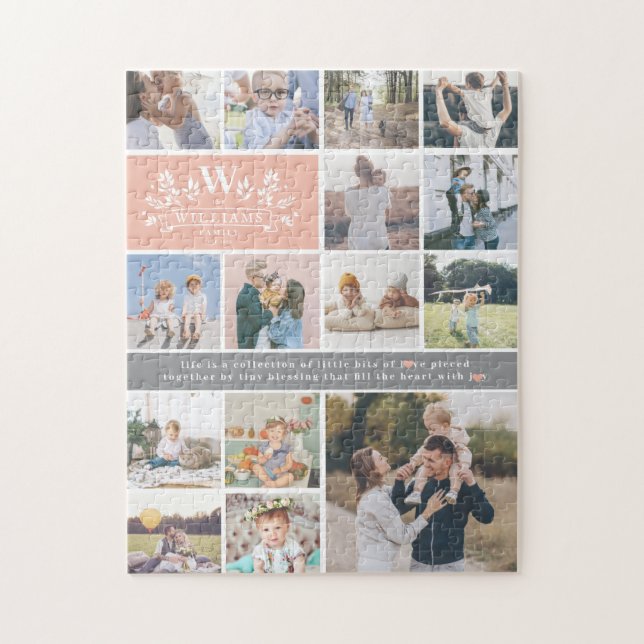 Monogramm für den Familiennamen | 15 FotoCollage (Vertikal)