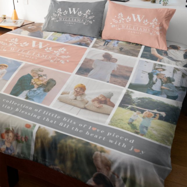 Monogramm für den Familiennamen | 15 FotoCollage Fleecedecke (Von Creator hochgeladen)