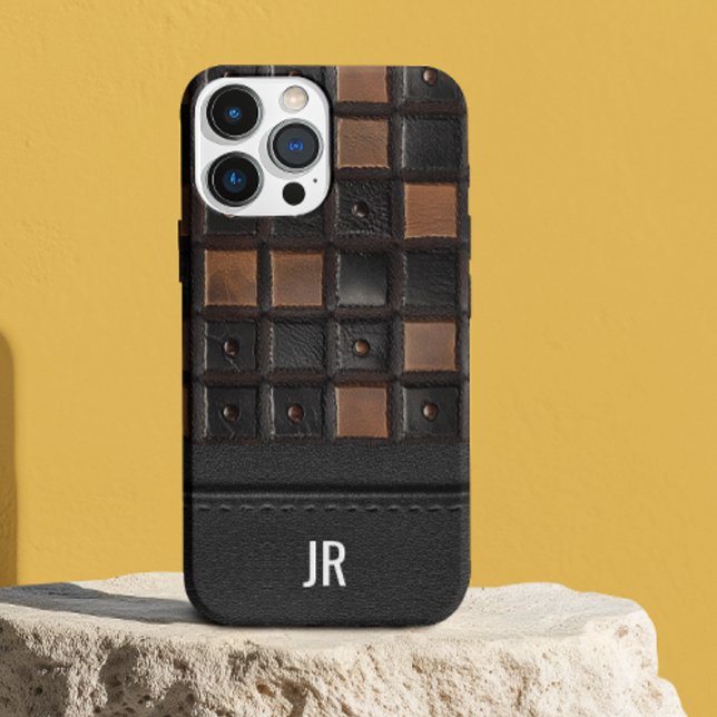 Monogramm für den gegrabenen Lederausdruck Case-Mate iPhone 14 Hülle (Von Creator hochgeladen)