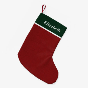 Monogramm für den grünen und roten rustikalen Urla Kleiner Weihnachtsstrumpf