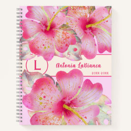 Monogramm für den Hibiskus Notizbuch