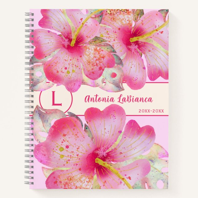 Monogramm für den Hibiskus Notizbuch (Vorderseite)